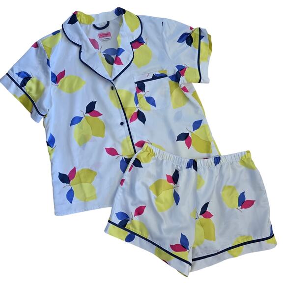 Kate Spade New York Other - Kate Spade New York Lemon Print Short Satin Pajama Set Size M Lounge Sleepwear